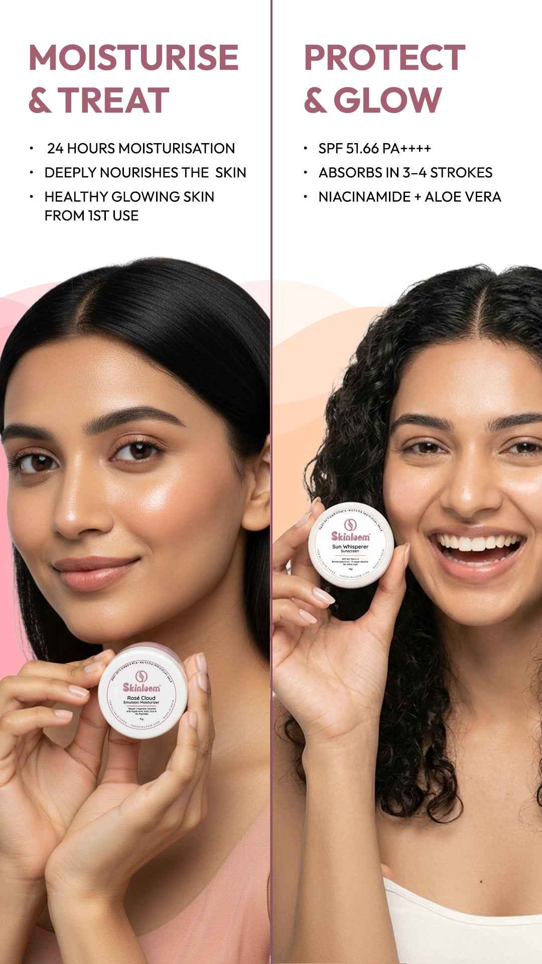 Skinloom Mini Duo Trial Kit | Rose Cloud Emulsion + Sunscreen for All Skin Types | 15g Each